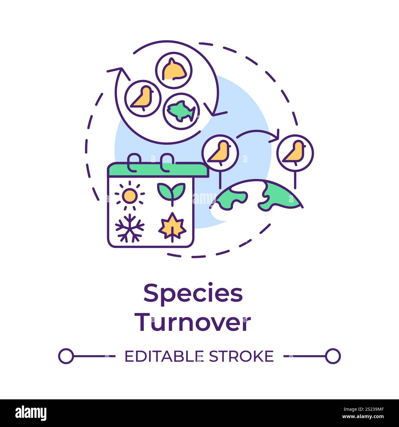 Species turnover multi color concept icon Stock Vector