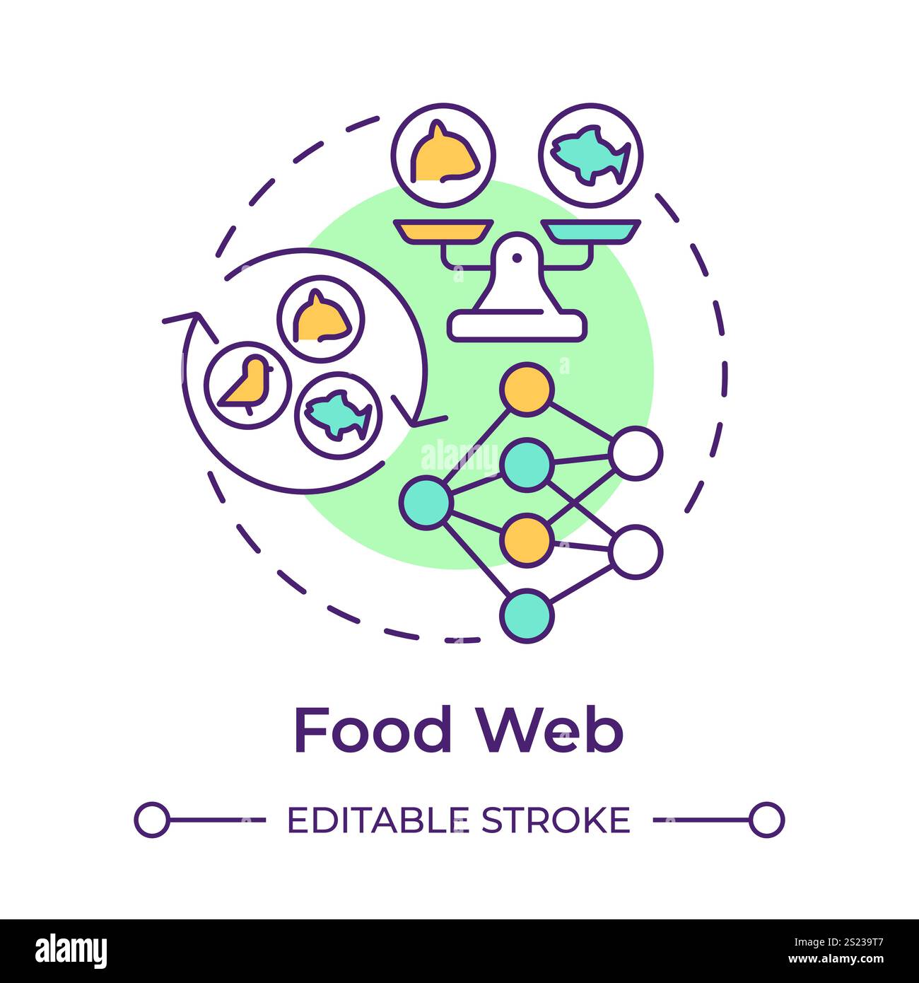 Food web multi color concept icon Stock Vector