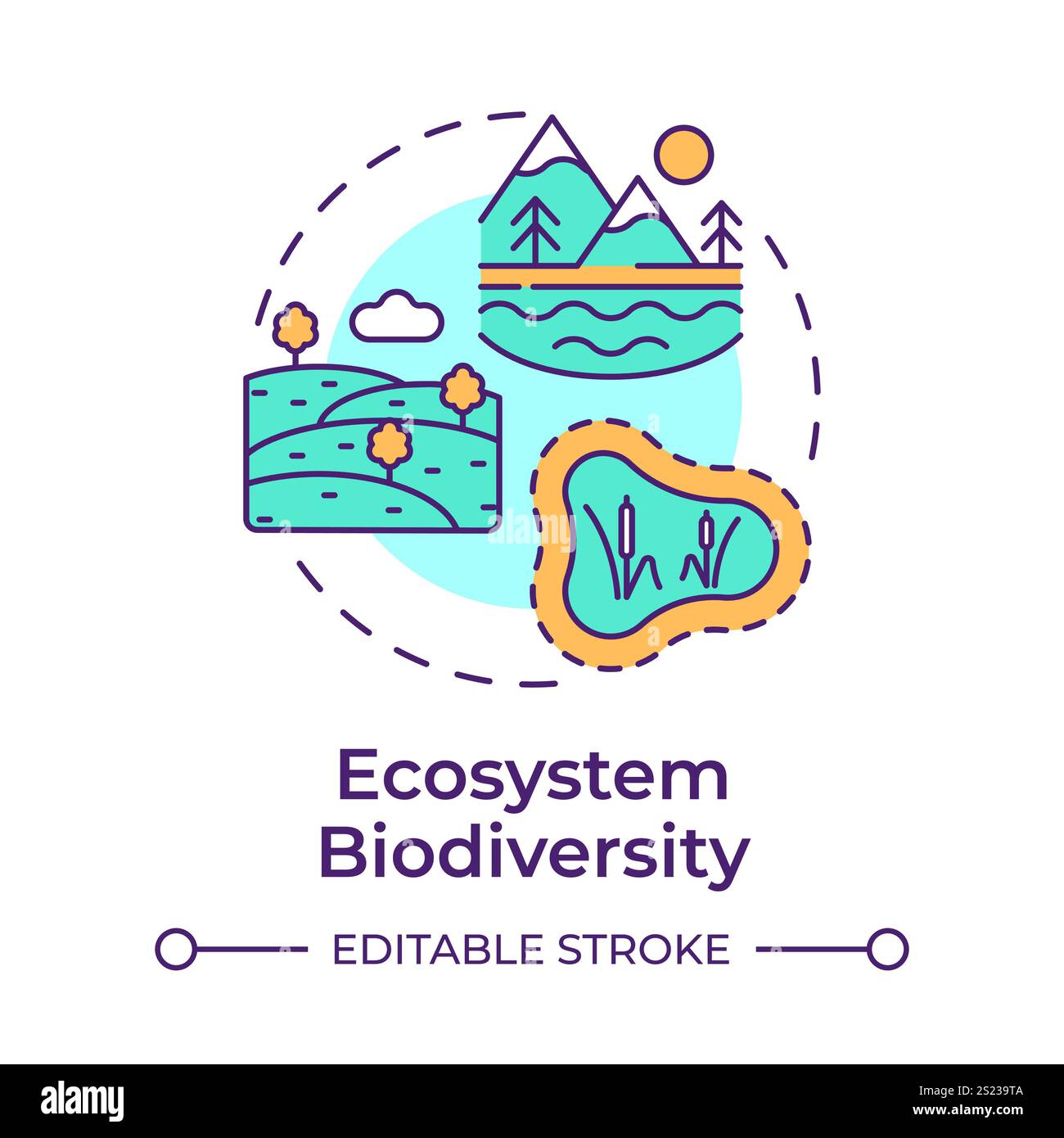 Ecosystem biodiversity multi color concept icon Stock Vector Image ...