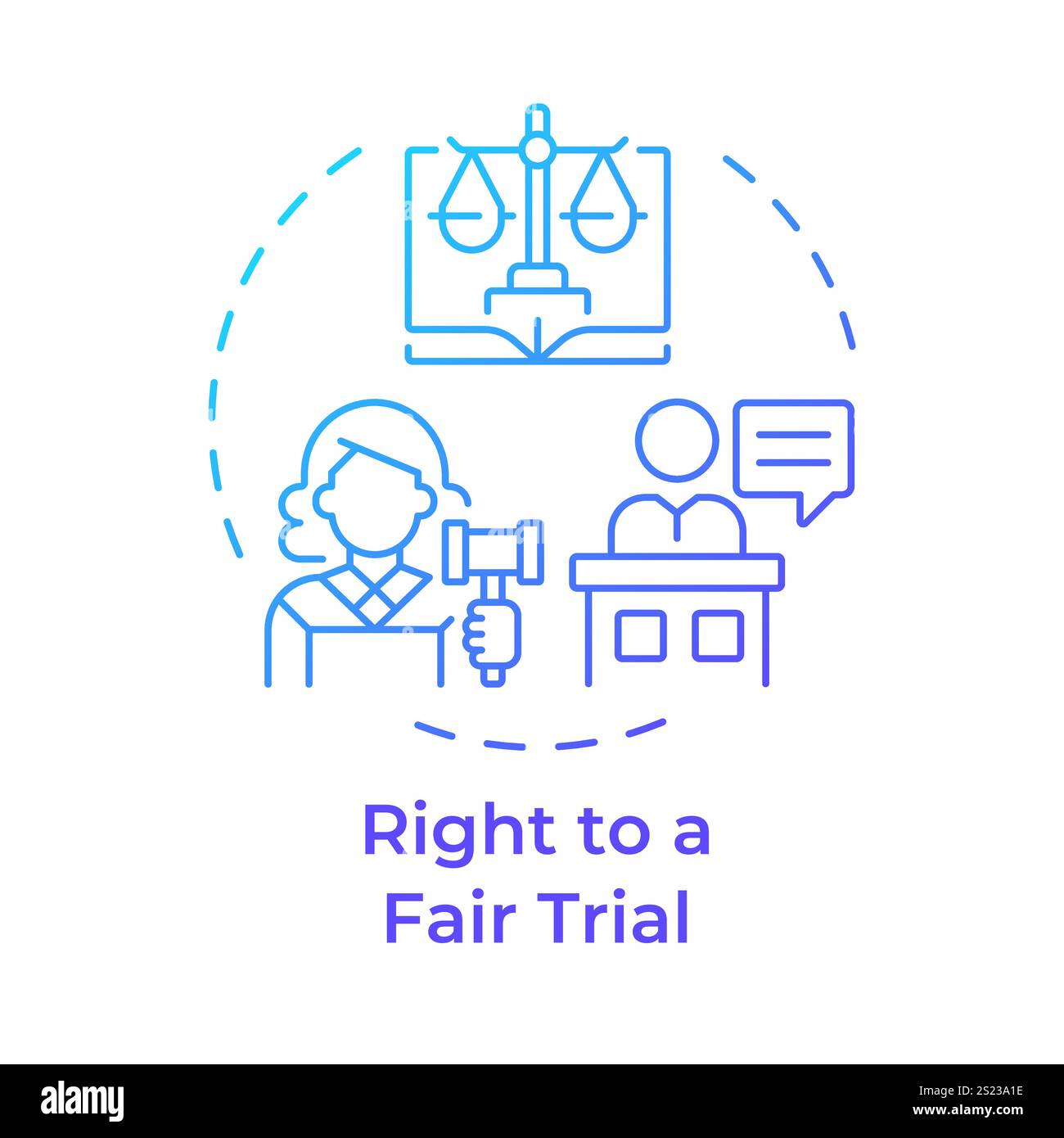 Fair trial right blue gradient concept icon Stock Vector