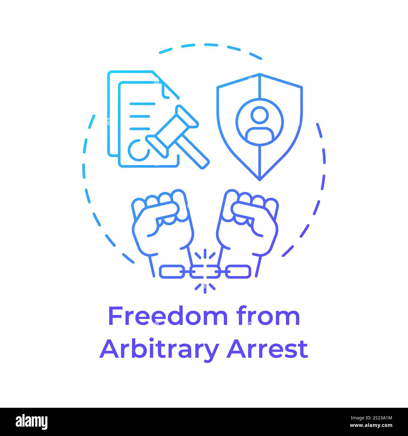 Arbitrary arrest freedom blue gradient concept icon Stock Vector