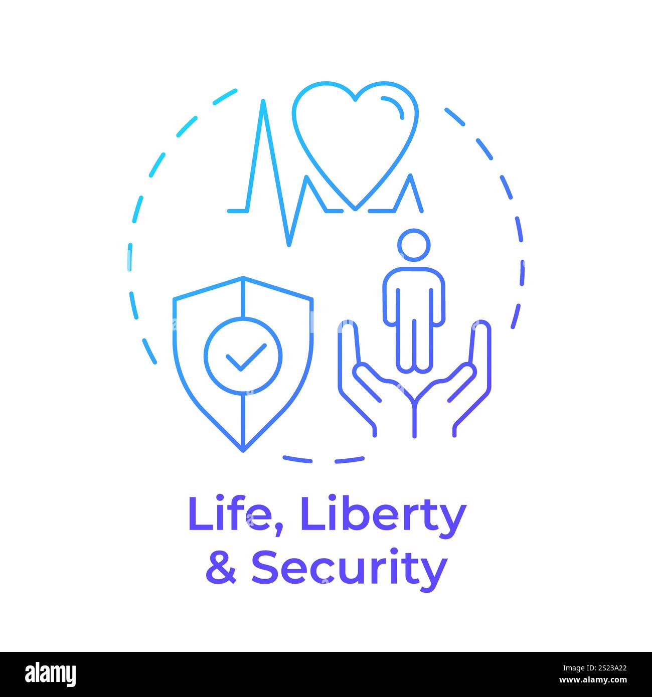 Life, liberty and security blue gradient concept icon Stock Vector