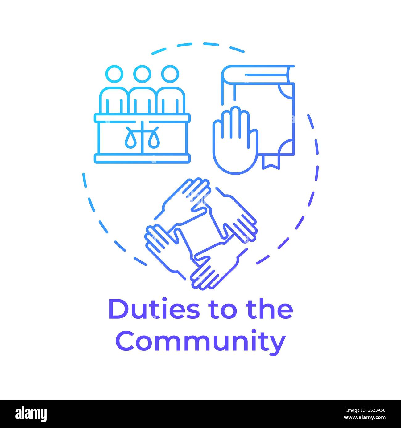 Community duties blue gradient concept icon Stock Vector