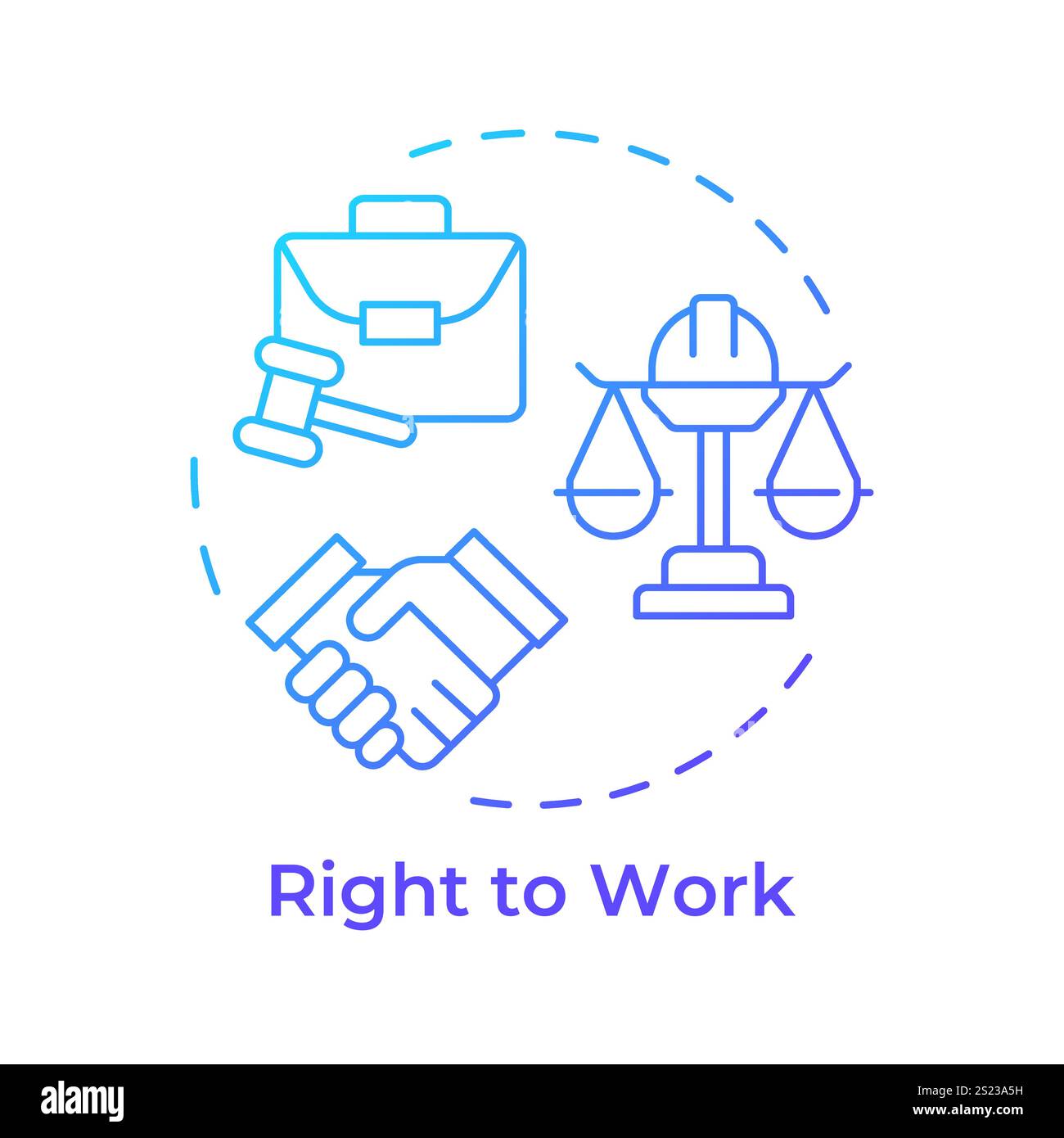 Right to work blue gradient concept icon Stock Vector