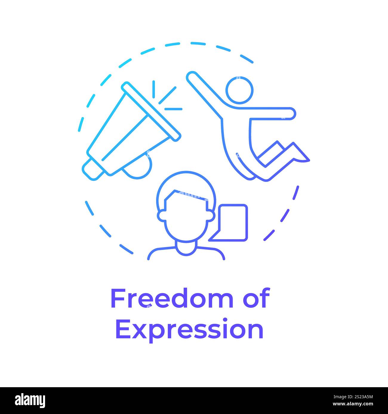 Expression freedom blue gradient concept icon Stock Vector