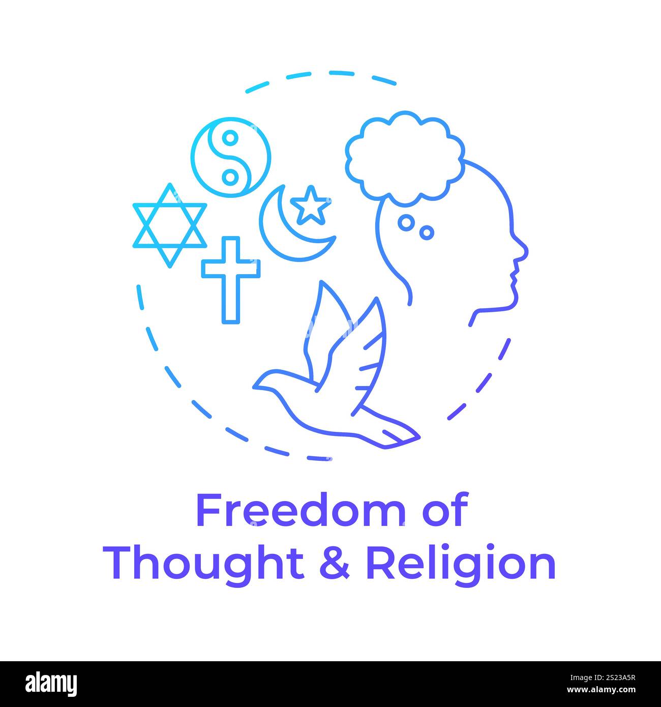 Religion freedom and thought blue gradient concept icon Stock Vector