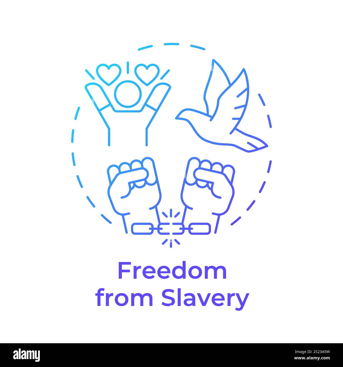 Slavery freedom blue gradient concept icon Stock Vector