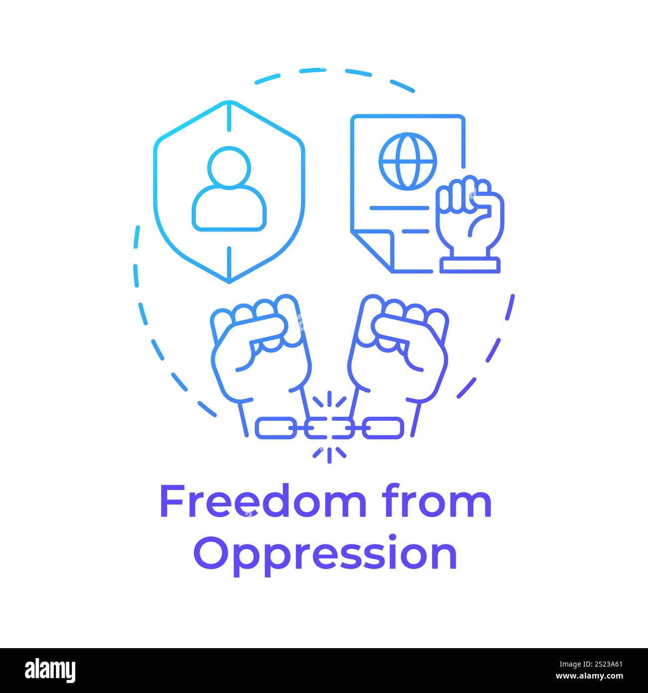 Oppression freedom blue gradient concept icon Stock Vector