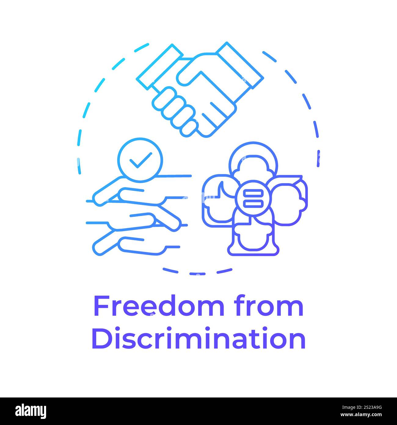 Discrimination freedom blue gradient concept icon Stock Vector