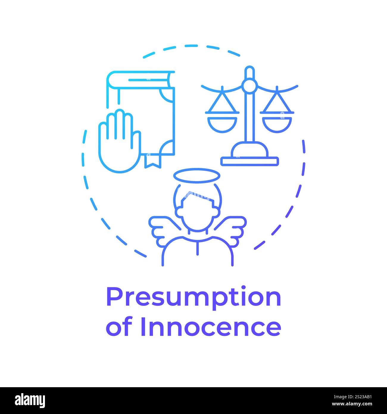 Innocence presumption blue gradient concept icon Stock Vector