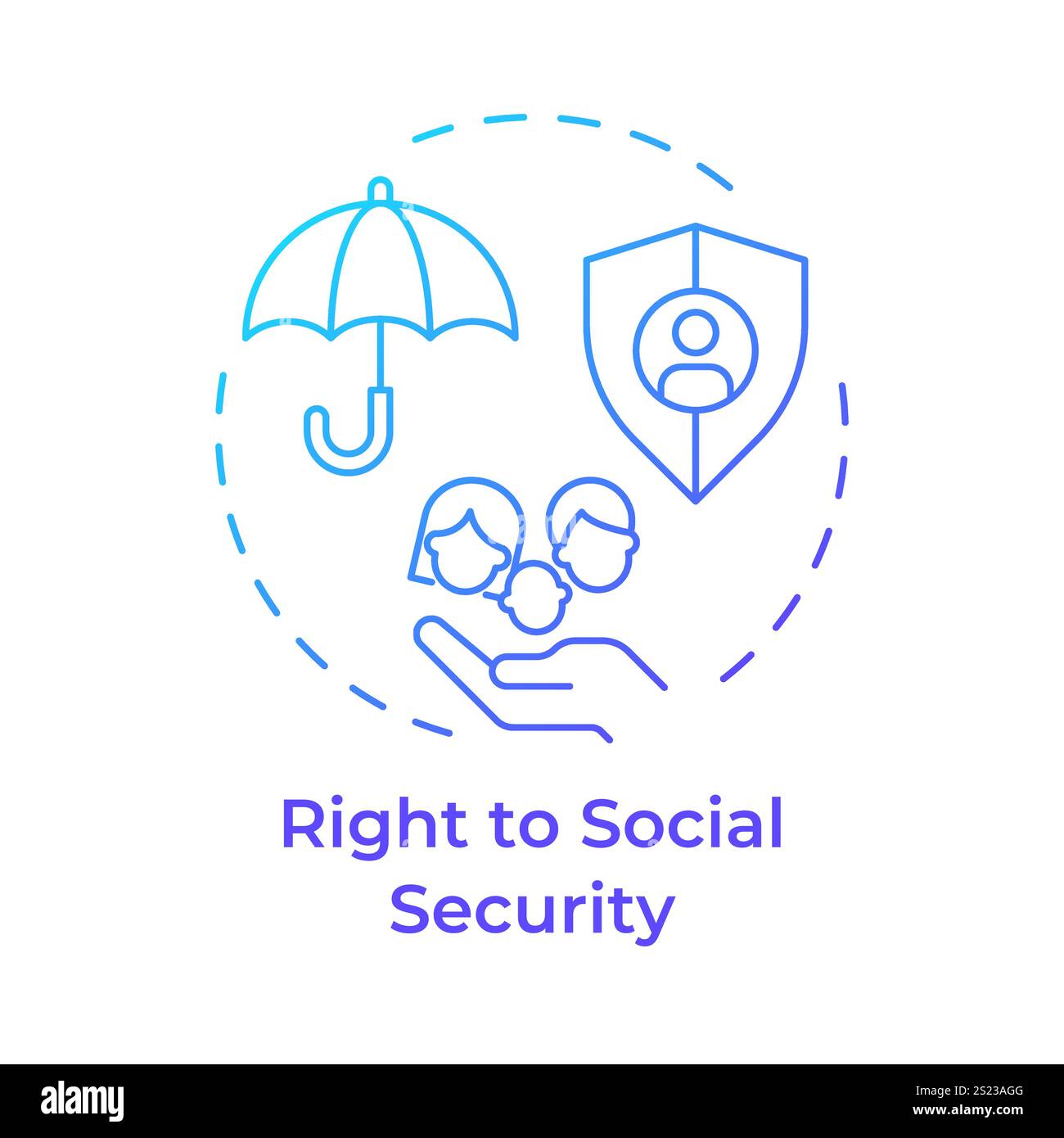 Social security right blue gradient concept icon Stock Vector