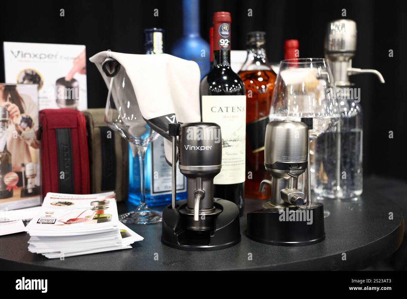 A view of the Vinxper Expert, an adjustable electric wine aerator, on