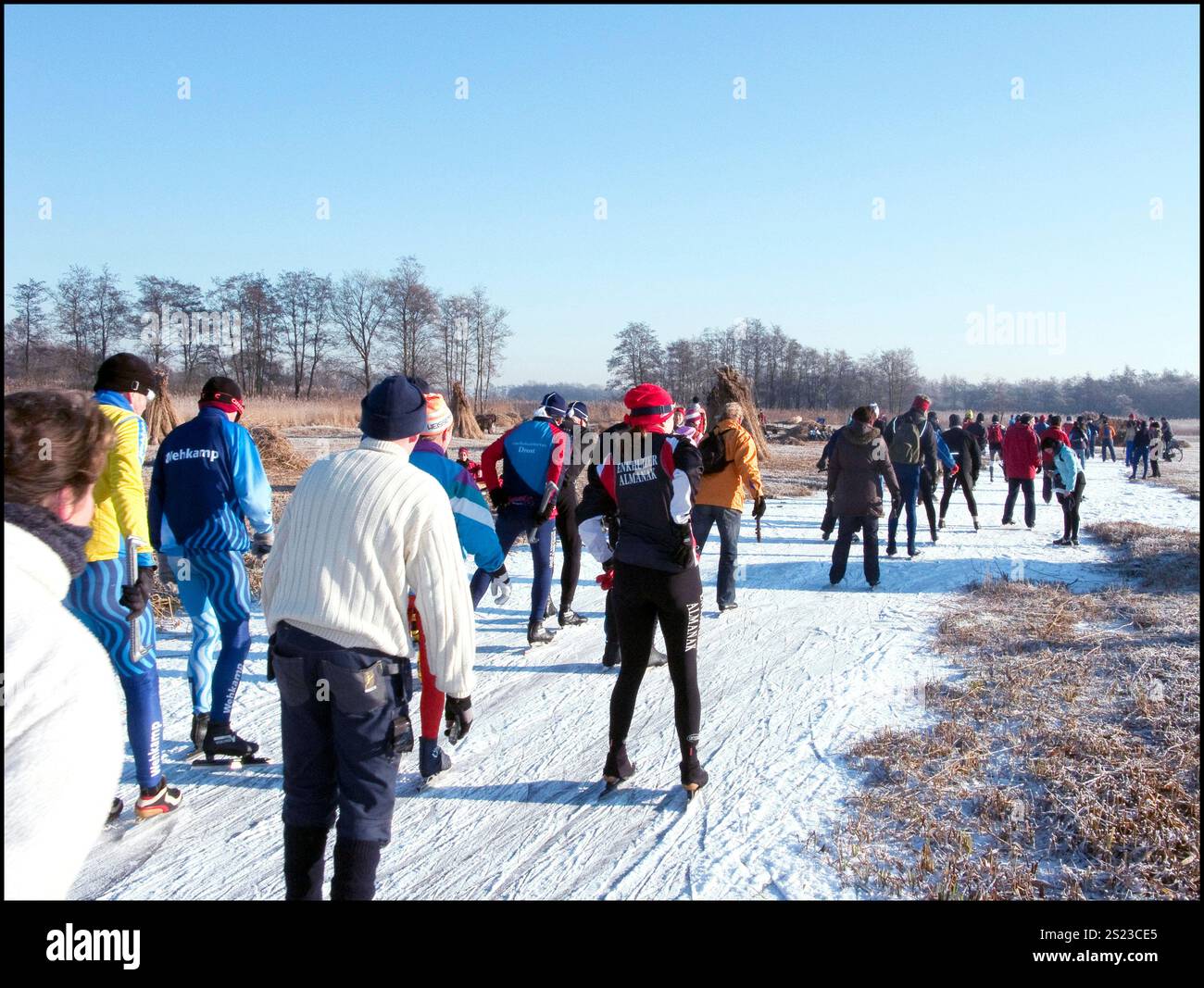 Skating tour in Weerribben Wieden National Park on natural ice.Netherlands 2009 vvbvanbree photography Stock Photo