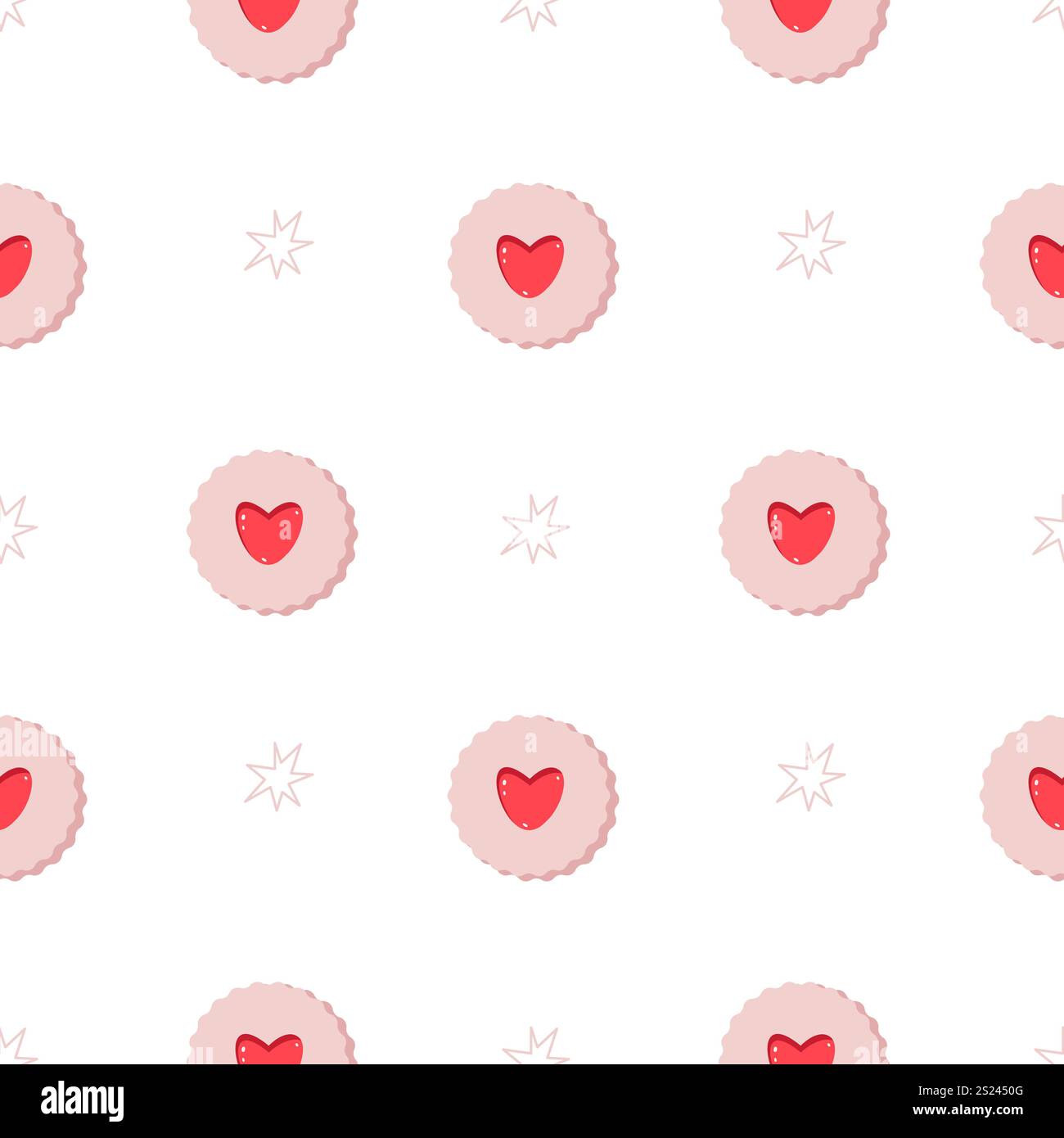 Star pattern, cookies on a white background. Valentine's Day. Stock Vector