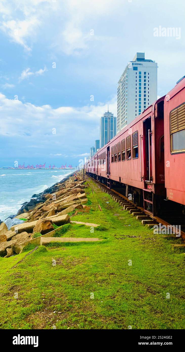 train vibes in beach side - Smartphone Captured Stock Image
