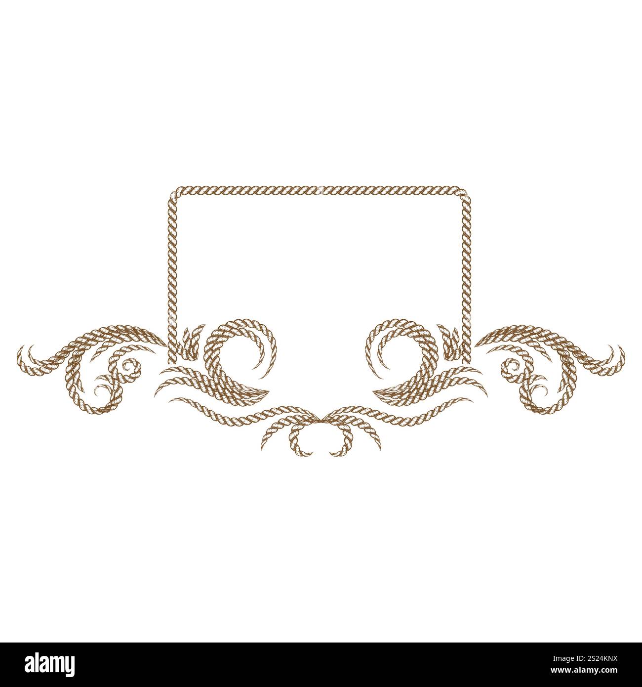 Vintage Retro Golden Rope Ribbon Frame Border Design Vector Stock ...