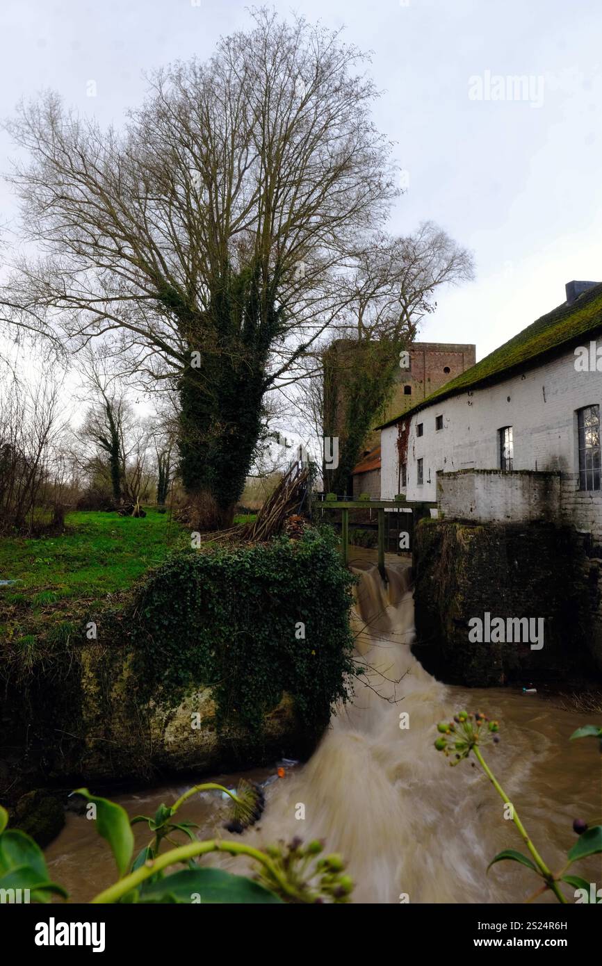 The Gete river, in Landen, Monday 06 January 2025. There is a yellow ...