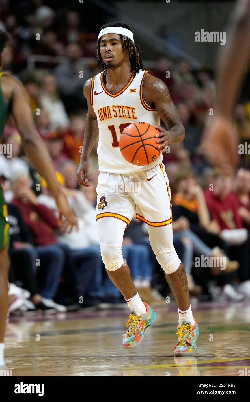 Iowa State guard Keshon Gilbert drives up court during the second half