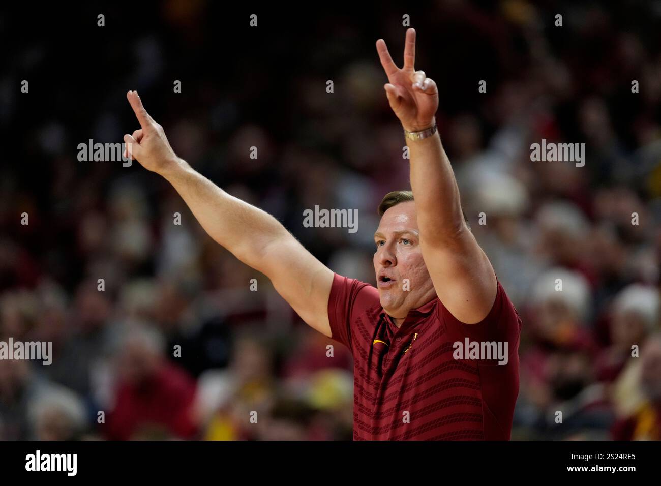 Iowa State head coach T.J. Otzelberger directs his team during the