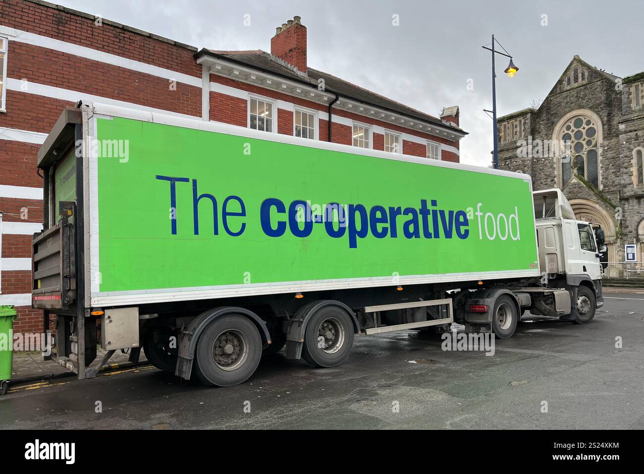 A Co-operative Food (Co-op) lorry parked in Mumbles. Swansea, Wales, United Kingdom. 31st December 2024. - Smartphone Captured Stock Image