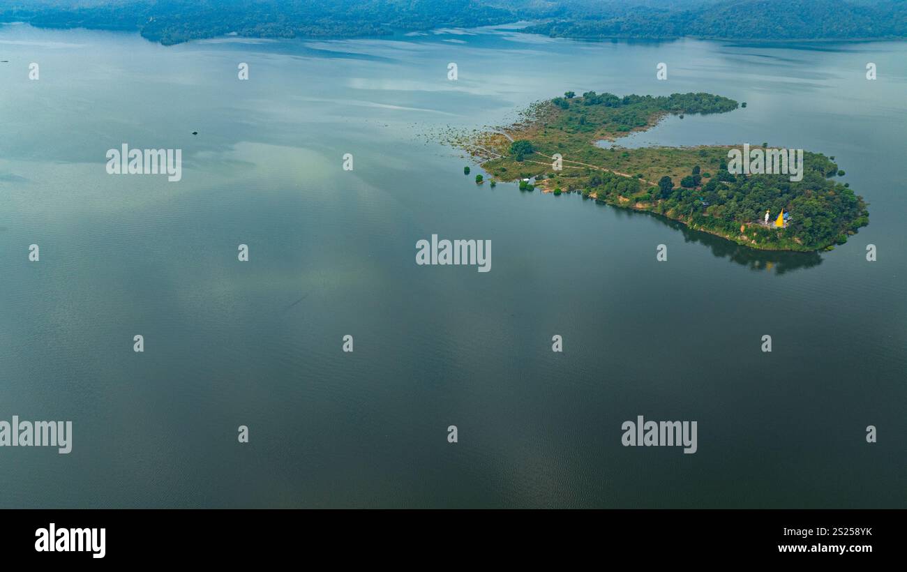 aerial-view-of-a-temple-on-an-island-in-the-middle-of-doi-tao-lake-a