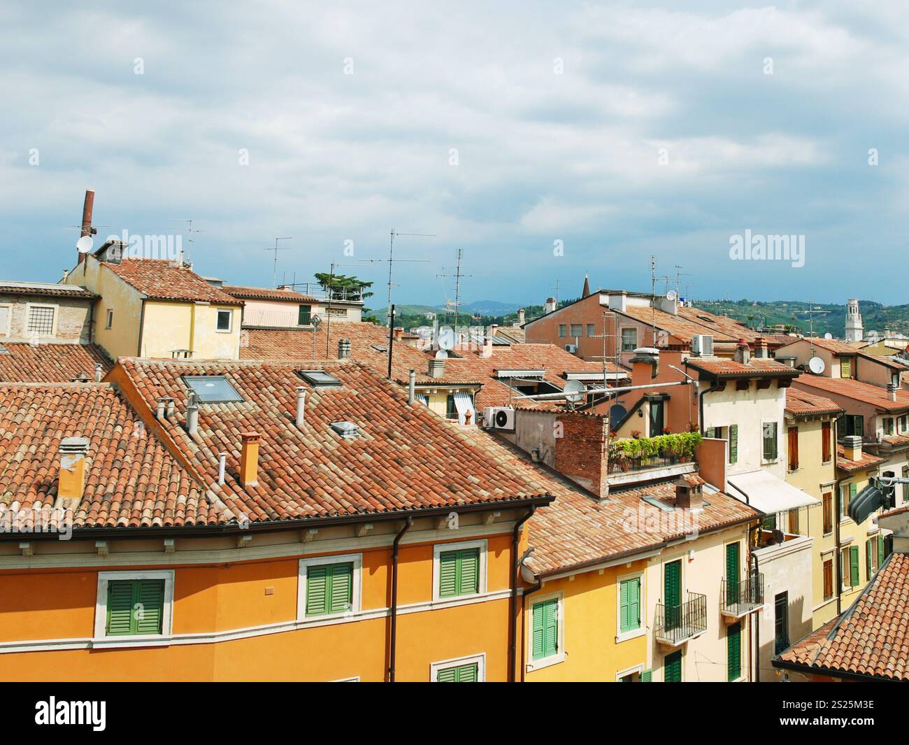 above view of old houses in Verona, Italy Stock Photo - Alamy
