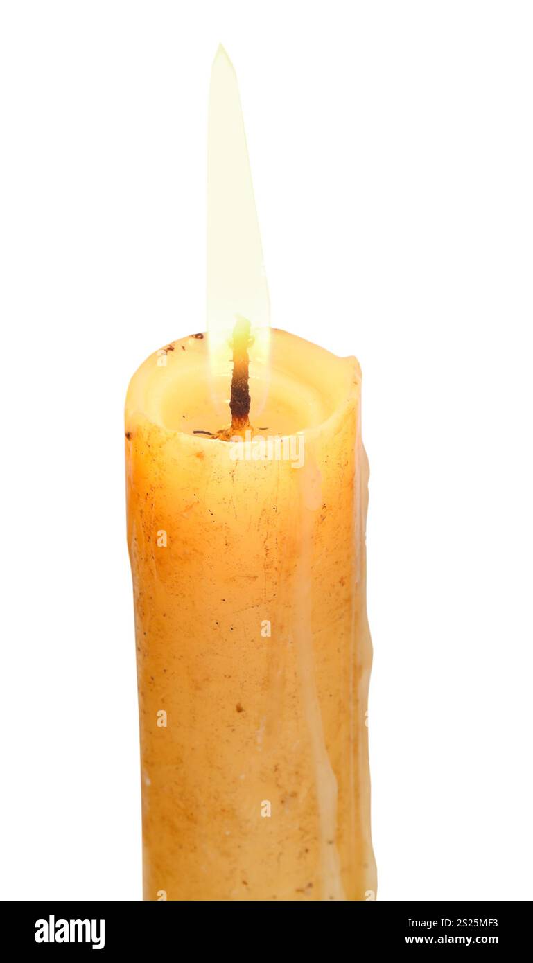 used lighted candle close up isolated on white background Stock Photo ...