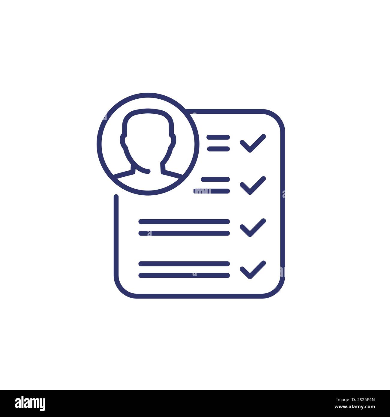job qualification line icon, man and checklist Stock Vector