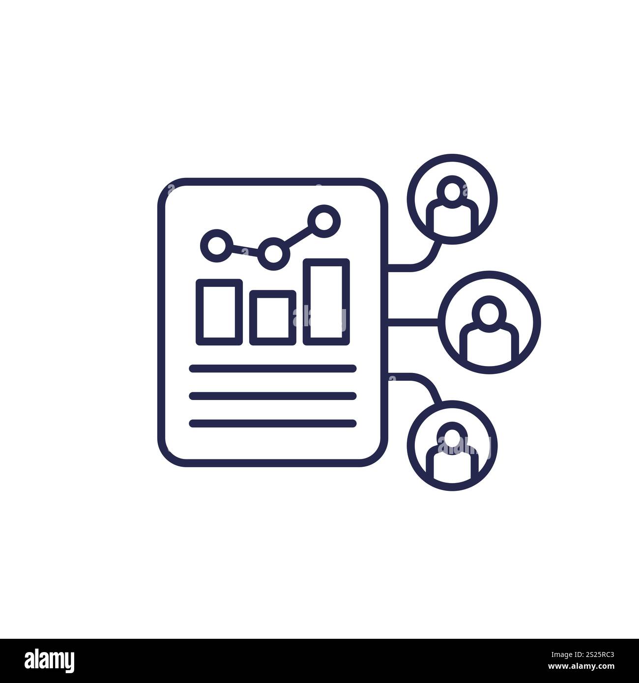 user metrics icon, collecting data line vector Stock Vector