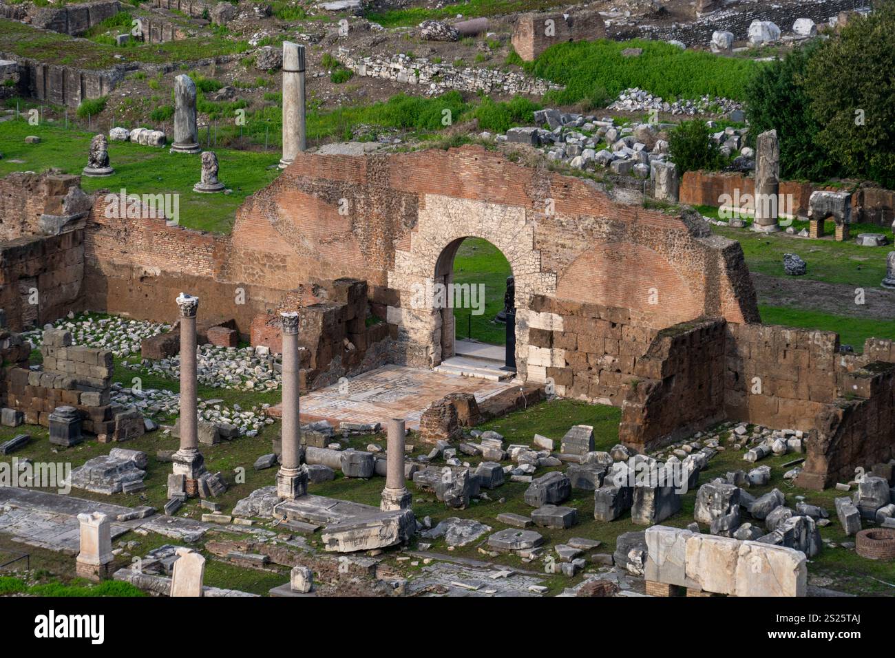 Roman Ruins Rome Ruins of the Basilica Aemilia in the Roman Forum in the Colosseum ...