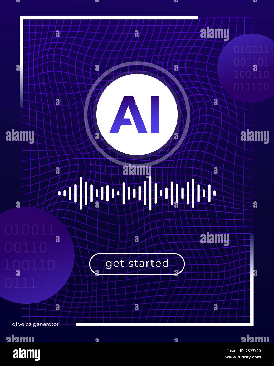 AI voice generator interface design, ui template Stock Vector