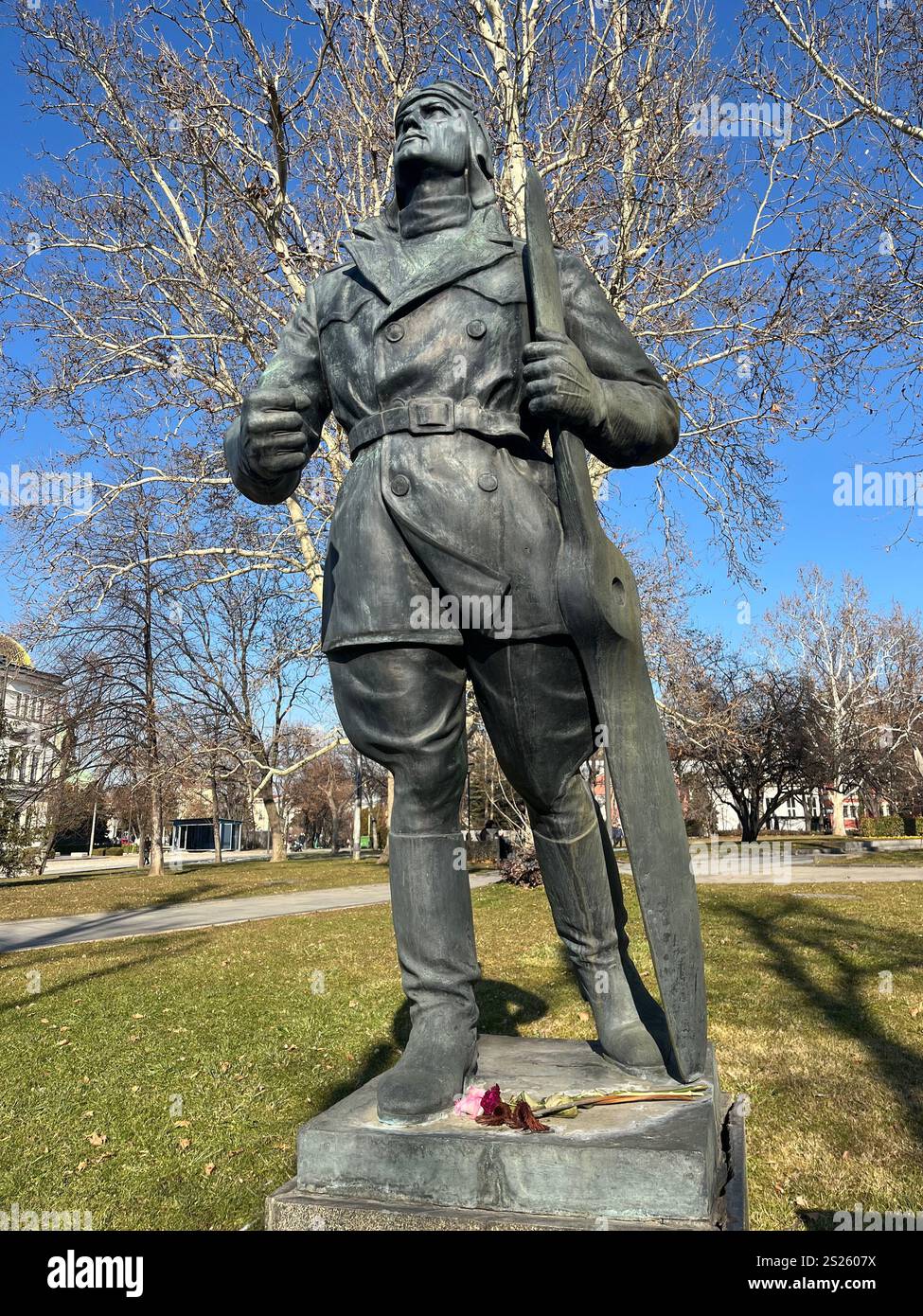 Bulgarian Aviators memorial statue in the city park in Sofia Bulgaria, Eastern Europe, Balkans, EU - Smartphone Captured Stock Image