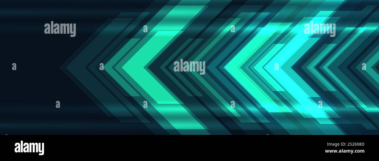 Green technology arrows on dark futuristic abstract background. High ...