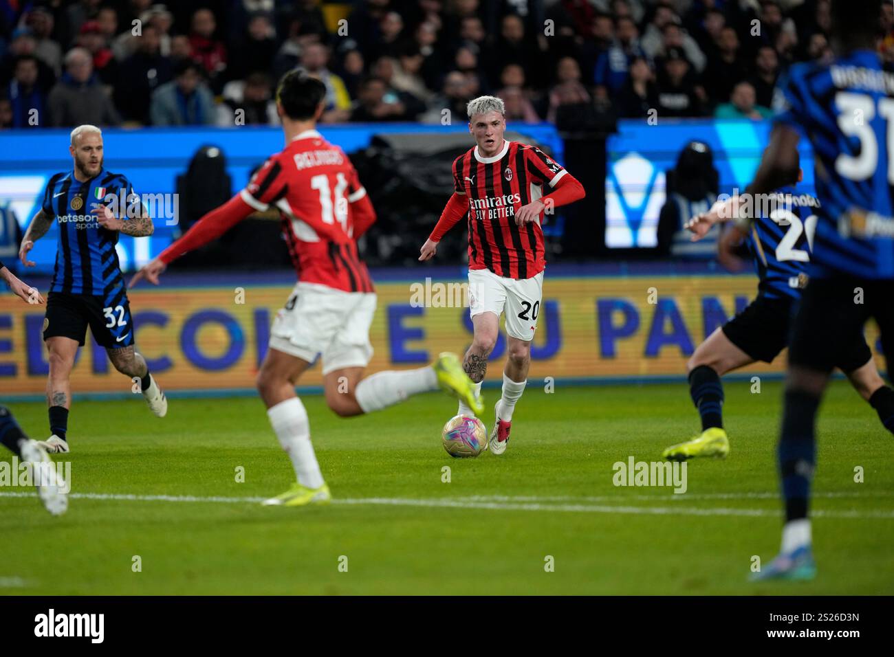AC Milan's Alex Jimenez controls the ball during the Italian Super Cup