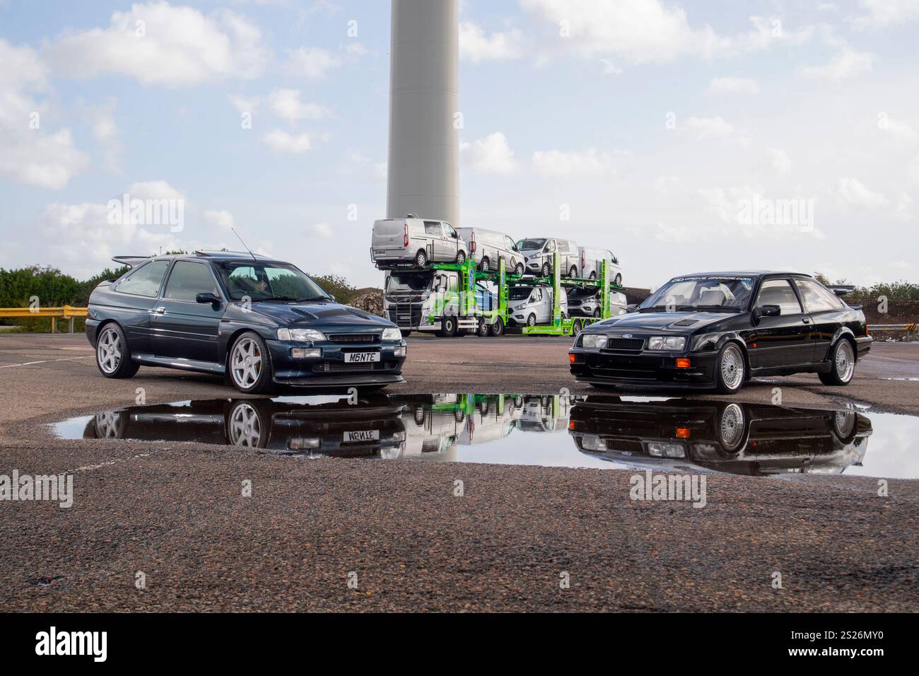 Ford Sierra and Escort RS Cosworth hot hatch cars Stock Photo - Alamy