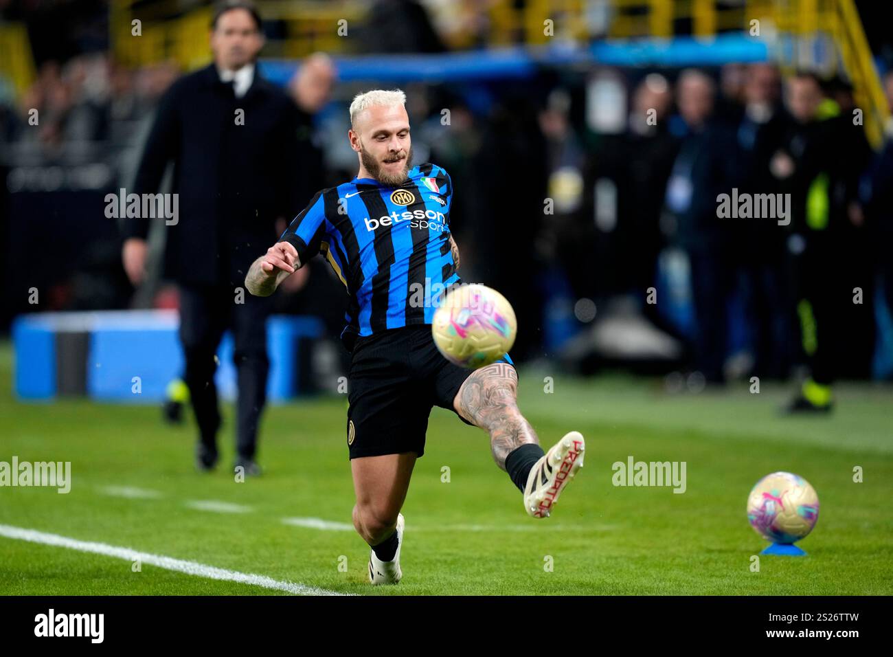 Inter Milan's Federico Dimarco controls the ball during the Italian