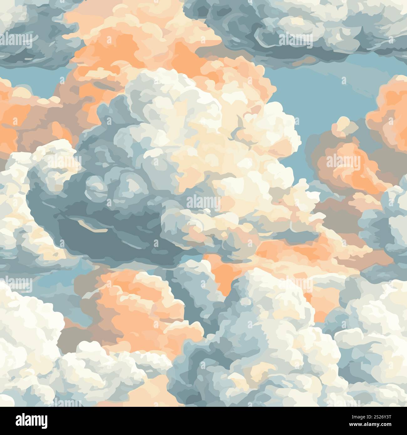 Watercolor Vector Illustration of a Sky with Clouds Stock Vector Image ...