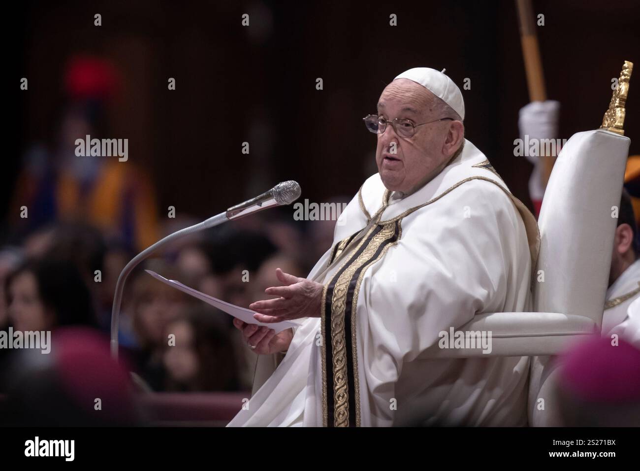 Vatican City, Vatican, 6 January, 2025. Pope Francis presides over an