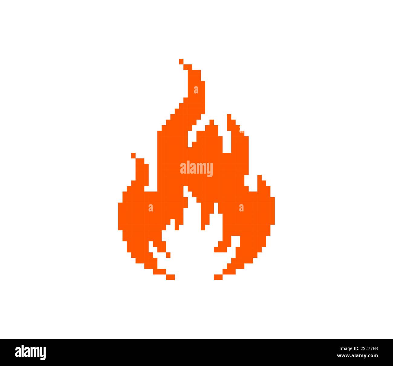 Pixel fire icon. Retro-style flame graphic orange and yellow gradient ...