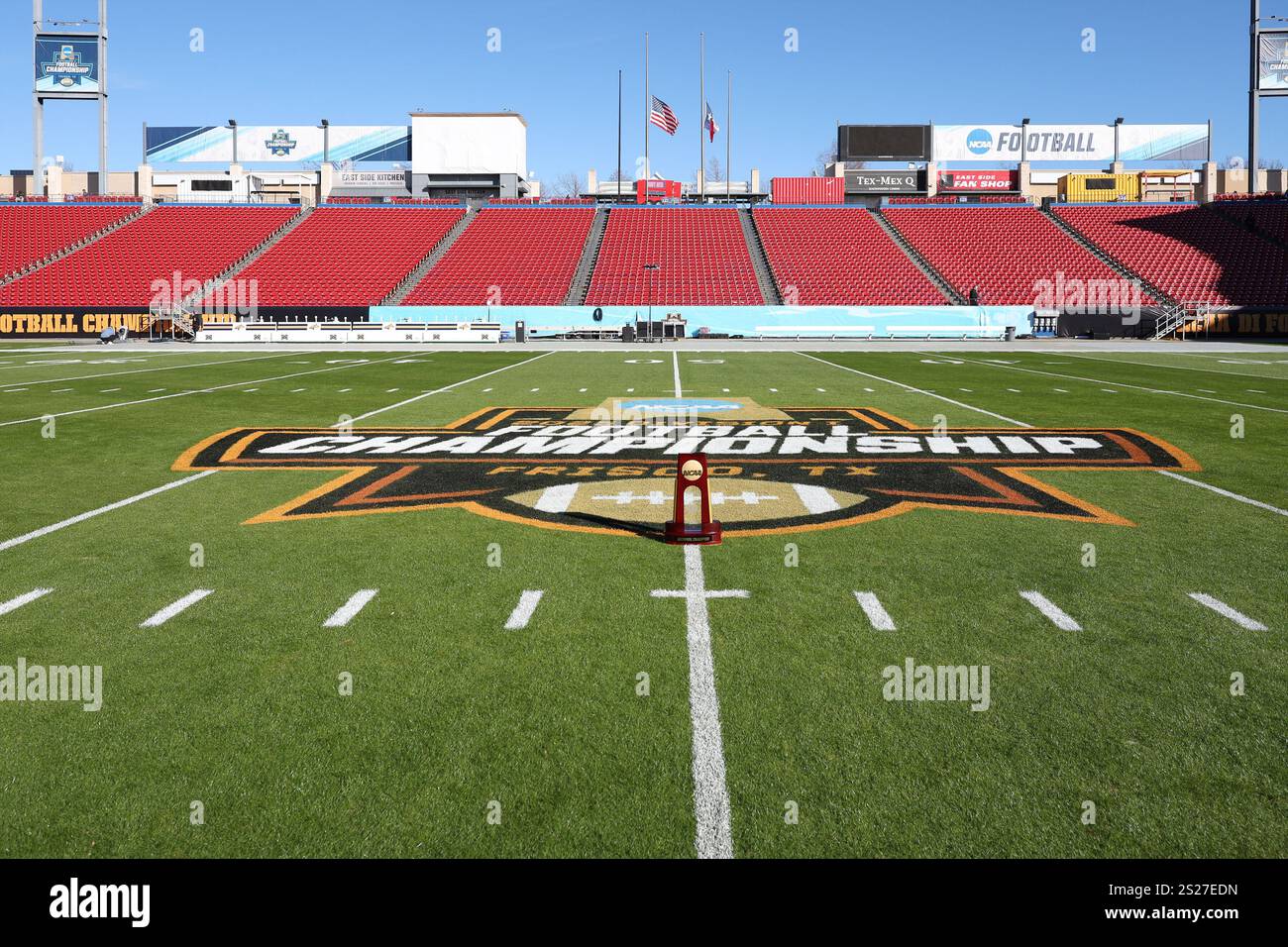 January 06, 2025 The NCAA FCS Championship trophy at midfield before