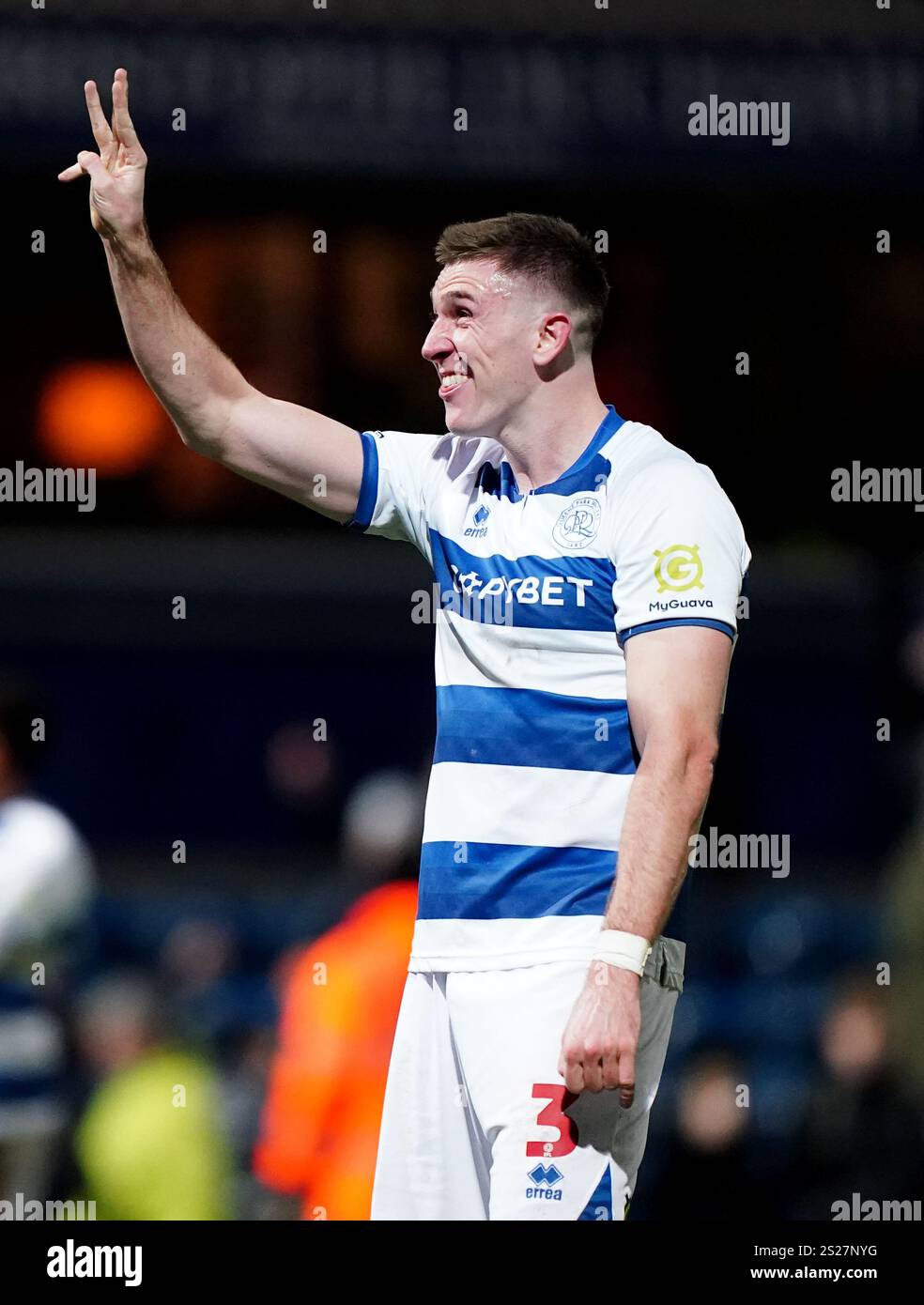 Queens Park Rangers' Jimmy Dunne celebrates at the final whistle after ...