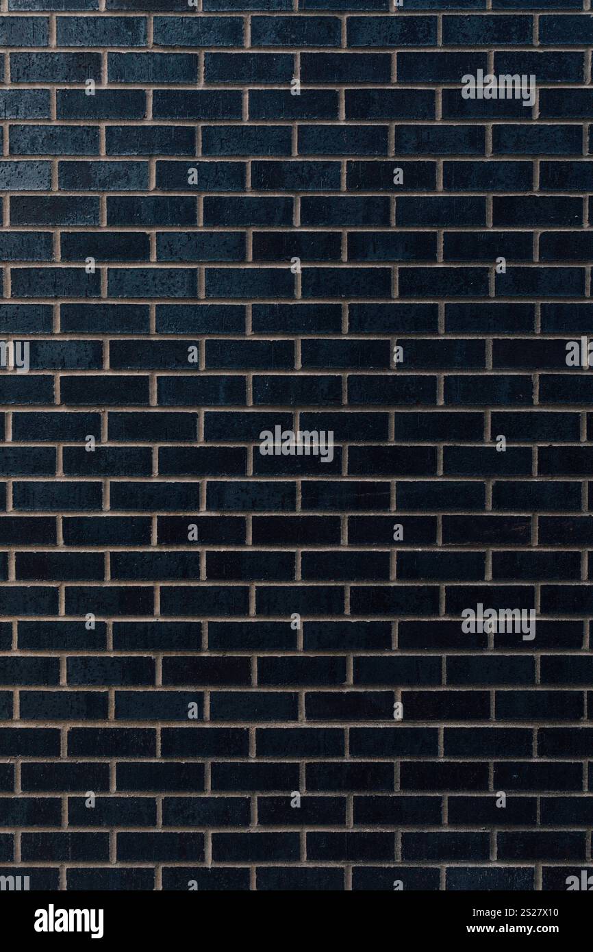 new black brick wall with white grout Stock Photo
