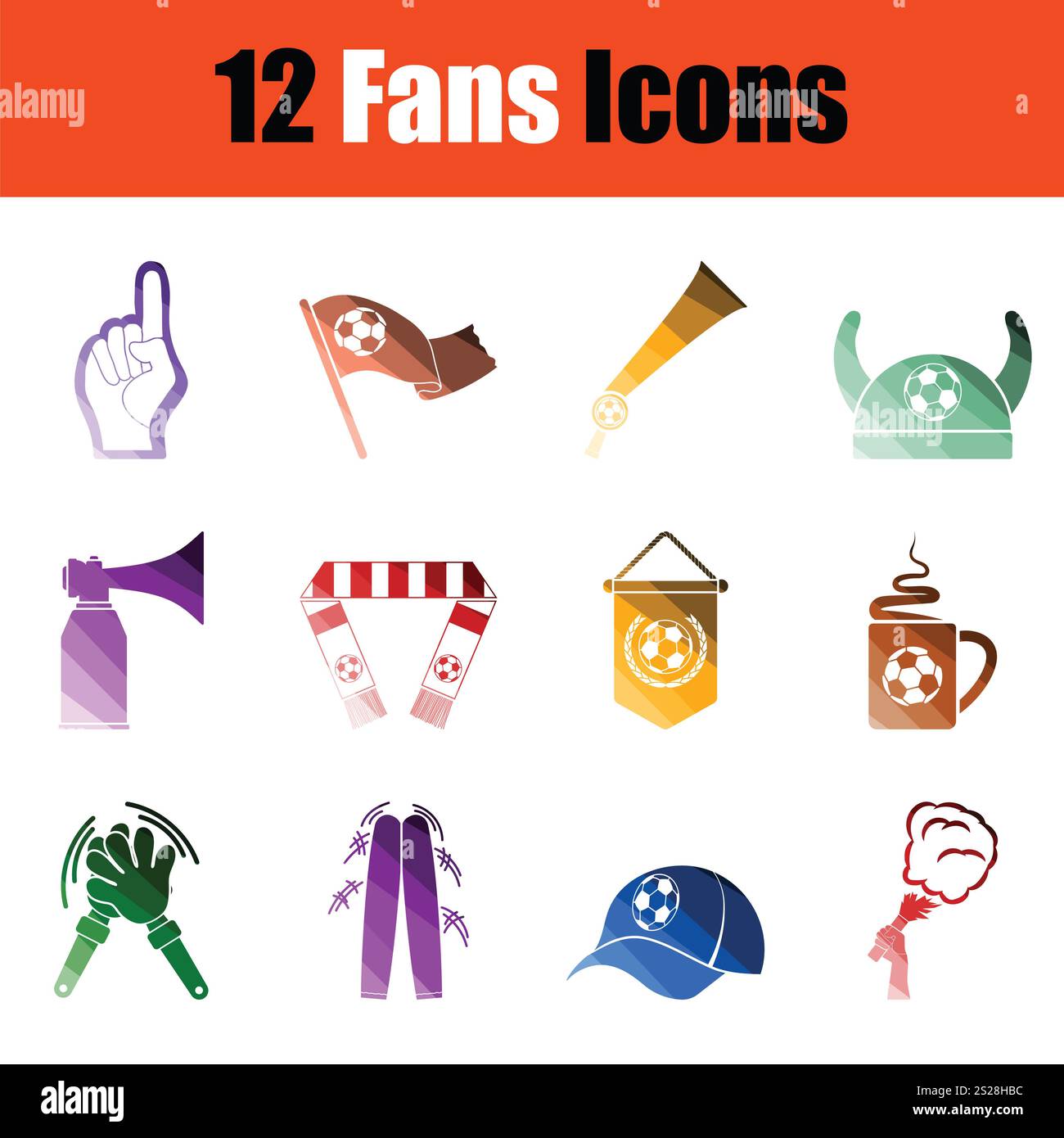 Set of soccer fans icons. Gradient color design. Vector illustration ...