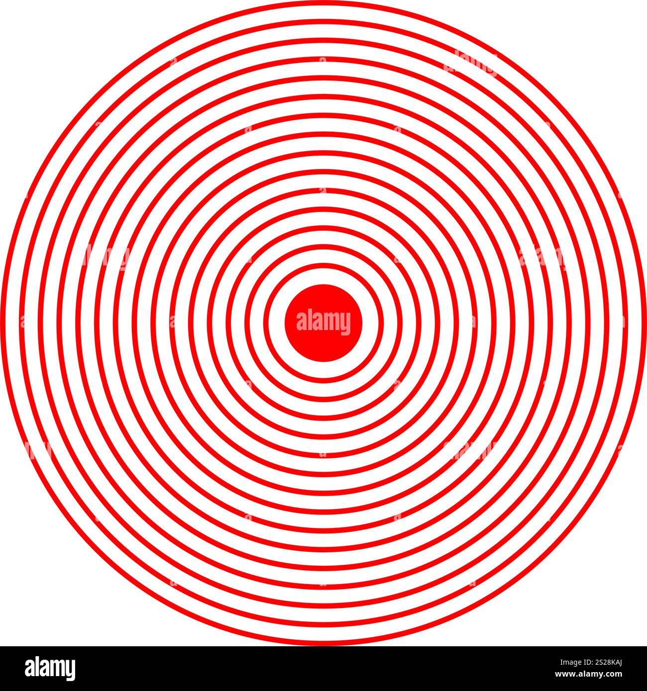 Red concentric circles. Vibration, radiation, coverage or localization ...