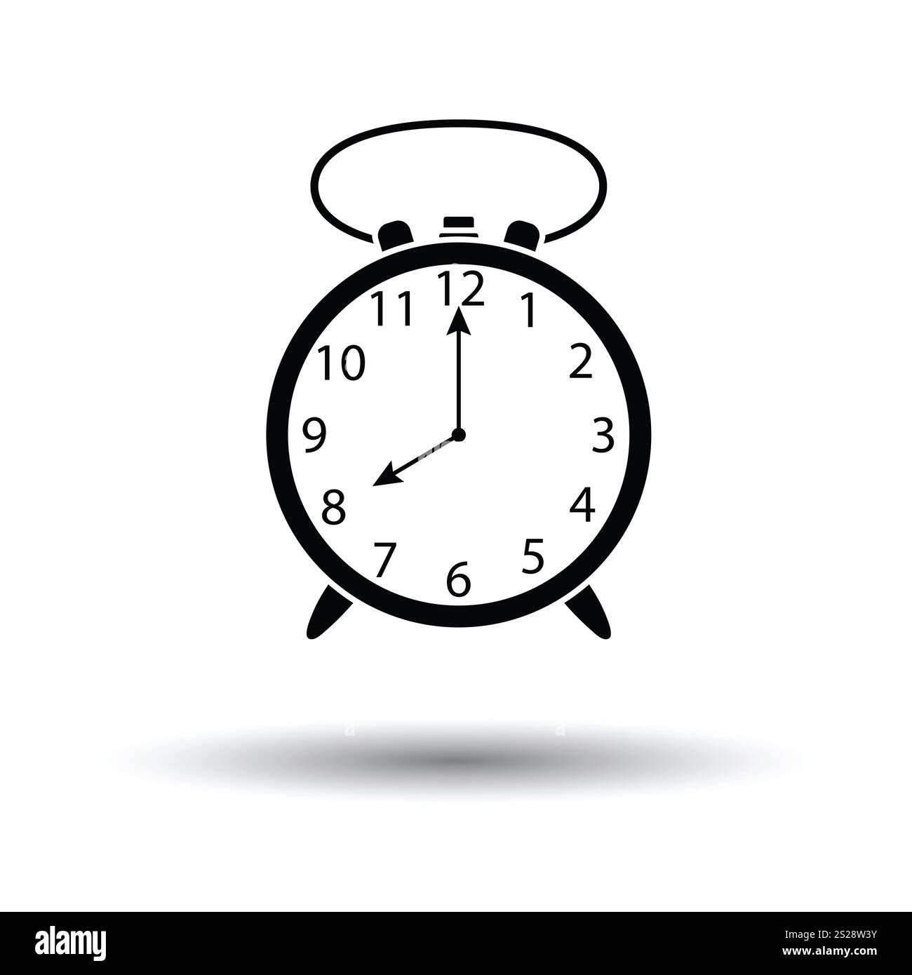 Alarm clock icon. White background with shadow design. Vector ...
