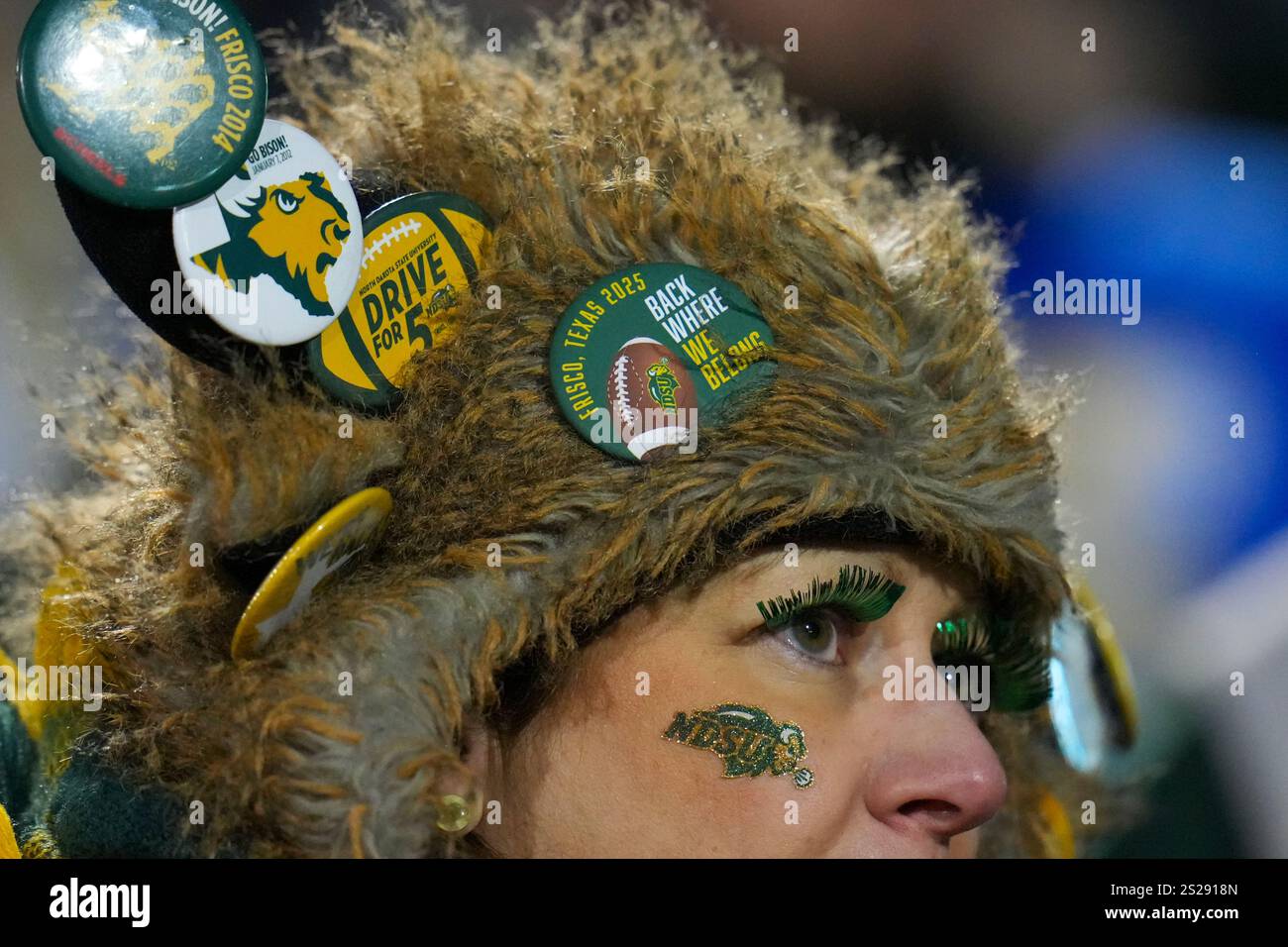 A North Dakota State supporter looks on during the first half of the