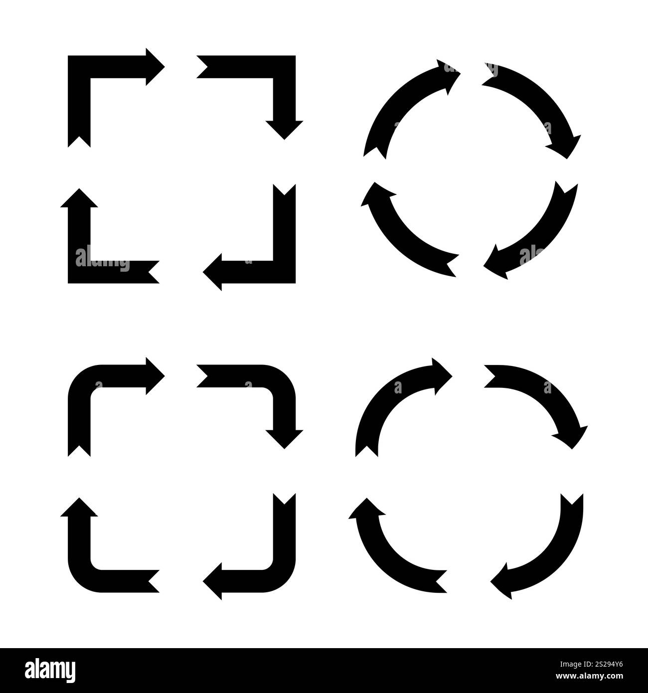 Arrow icon set. Circular motion arrows. Directional vector symbols ...