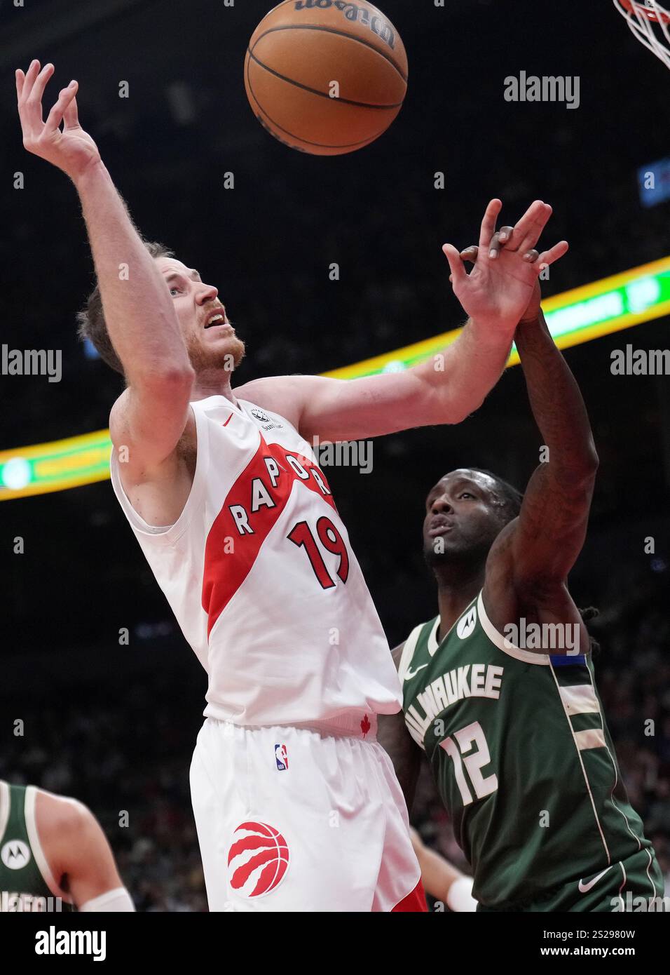 Toronto, Canada. 06th Jan, 2025. Toronto Raptors centre Jakob Poeltl ...