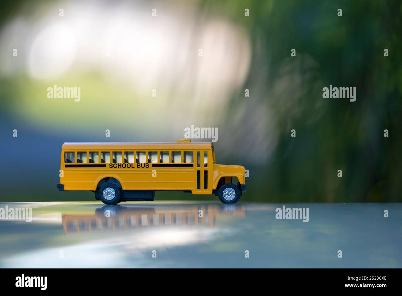 Model of classical american yellow school bus for transporting of kids ...