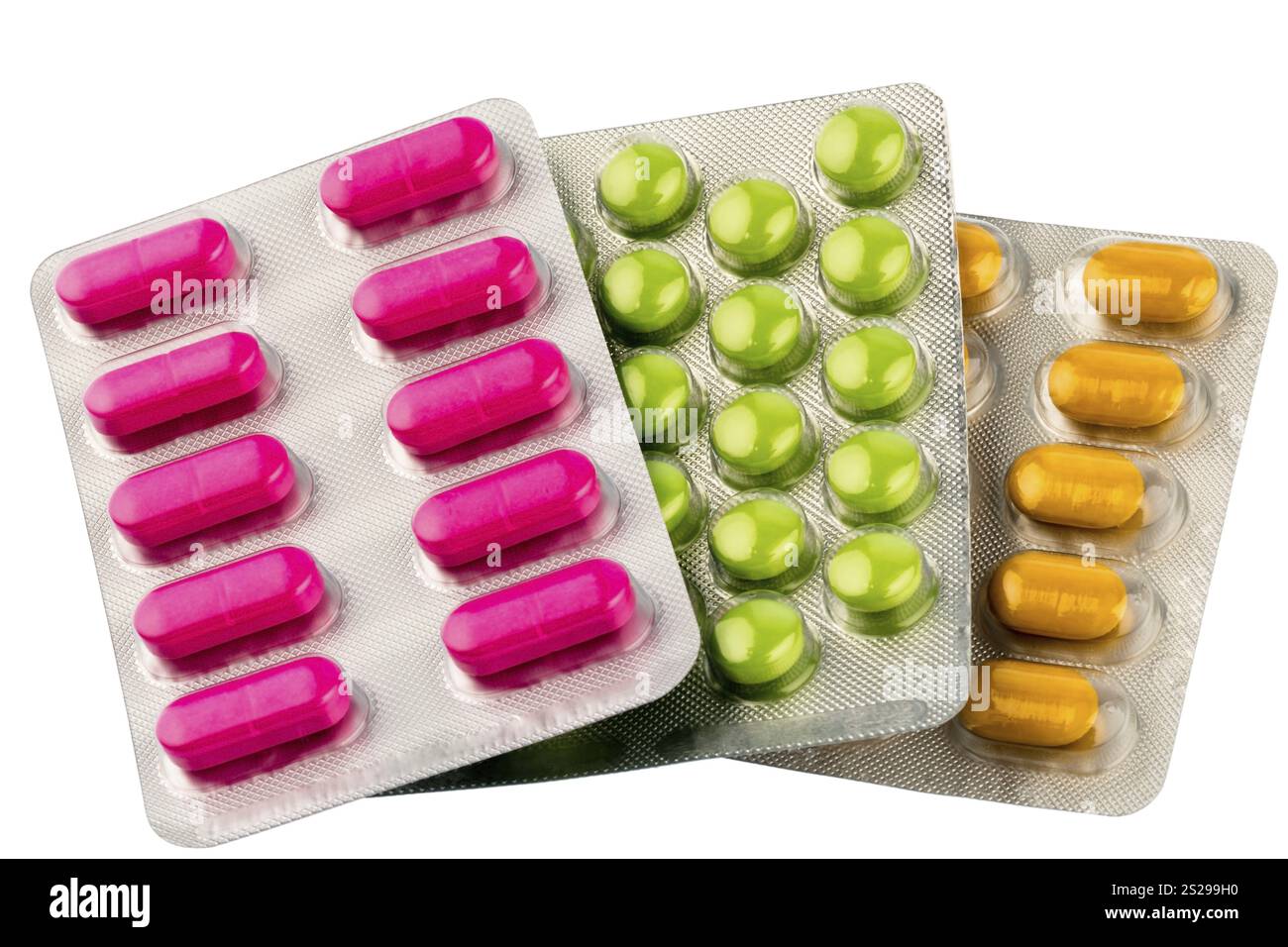 Colourful tablets in blister packaging, symbolic photo for Heilmittel und Gesundheitswesen Austria Stock Photo